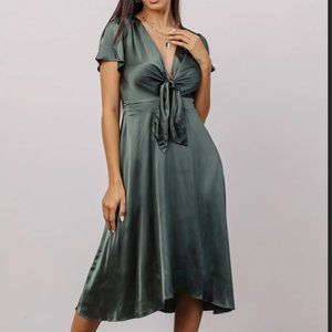 Baltic Born Poppy Satin Midi Dress Green